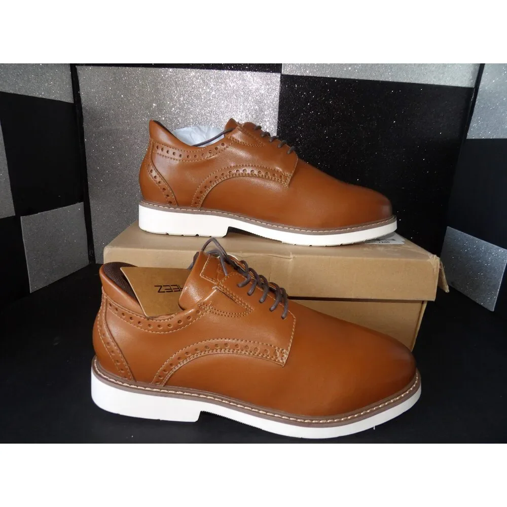 HEEZ Wingtip Derby Dress Shoes – Cognac Brown (Size US Men's 9)